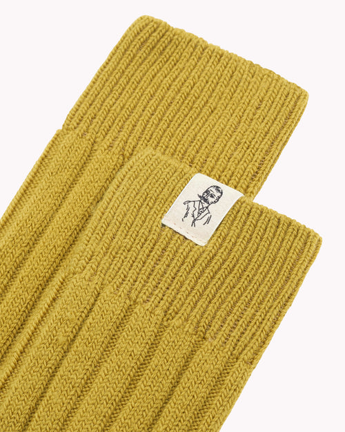 Chaussettes épaisses laine française olive - Atelier Tuffery