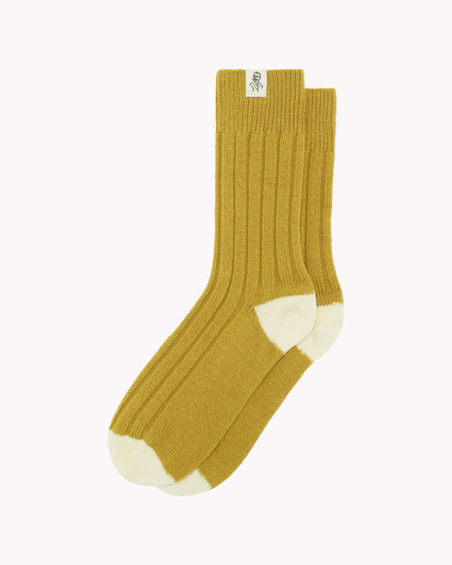 Chaussettes épaisses laine française olive - Atelier Tuffery