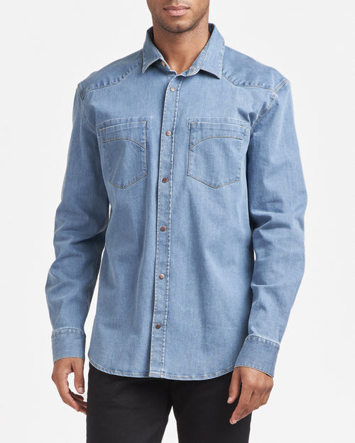 メンズ デニムシャツ ライトブルー - Cévennes - Atelier Tuffery