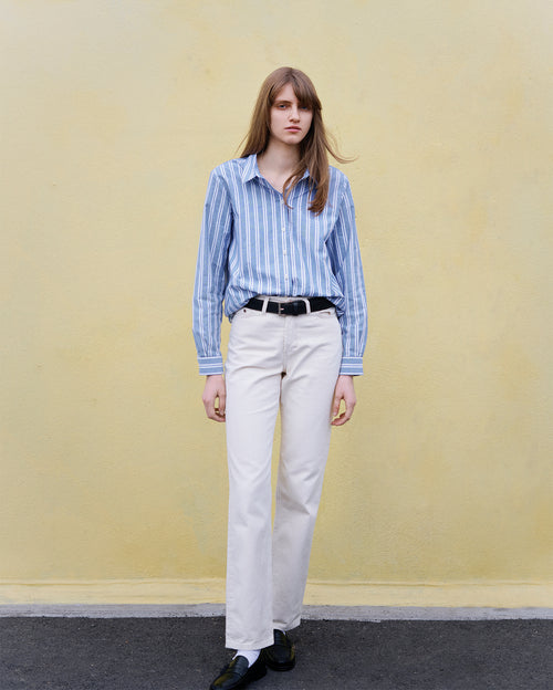 Jean femme droit taille haute Écru - Apolline - Atelier Tuffery