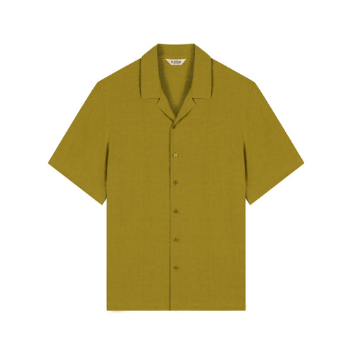 Chemisette Homme droite lin Olive - Anduze - Atelier Tuffery