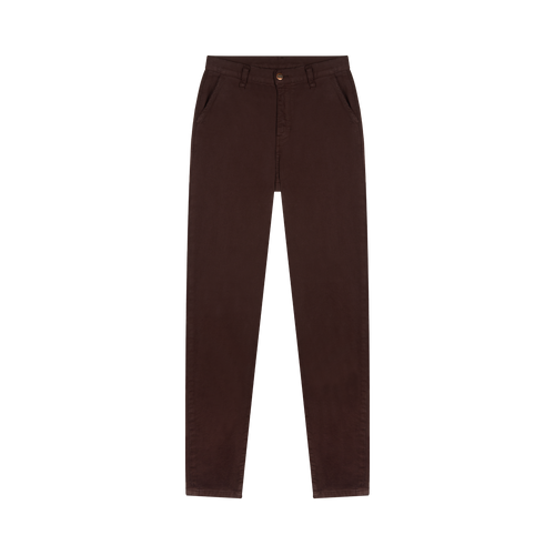 ウィメンズ・ハイウエスト・スリムフィット・チノ – ブラウン - Léonie - Atelier Tuffery