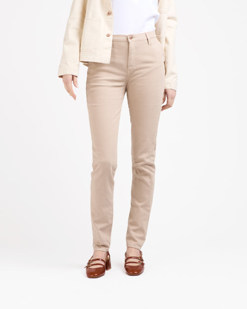 Beige fitted high-waisted women's chinos - Léonie - Atelier Tuffery