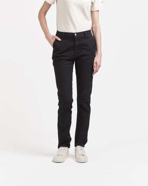 Women's high-waisted fitted chinos Black - Atelier Tuffery