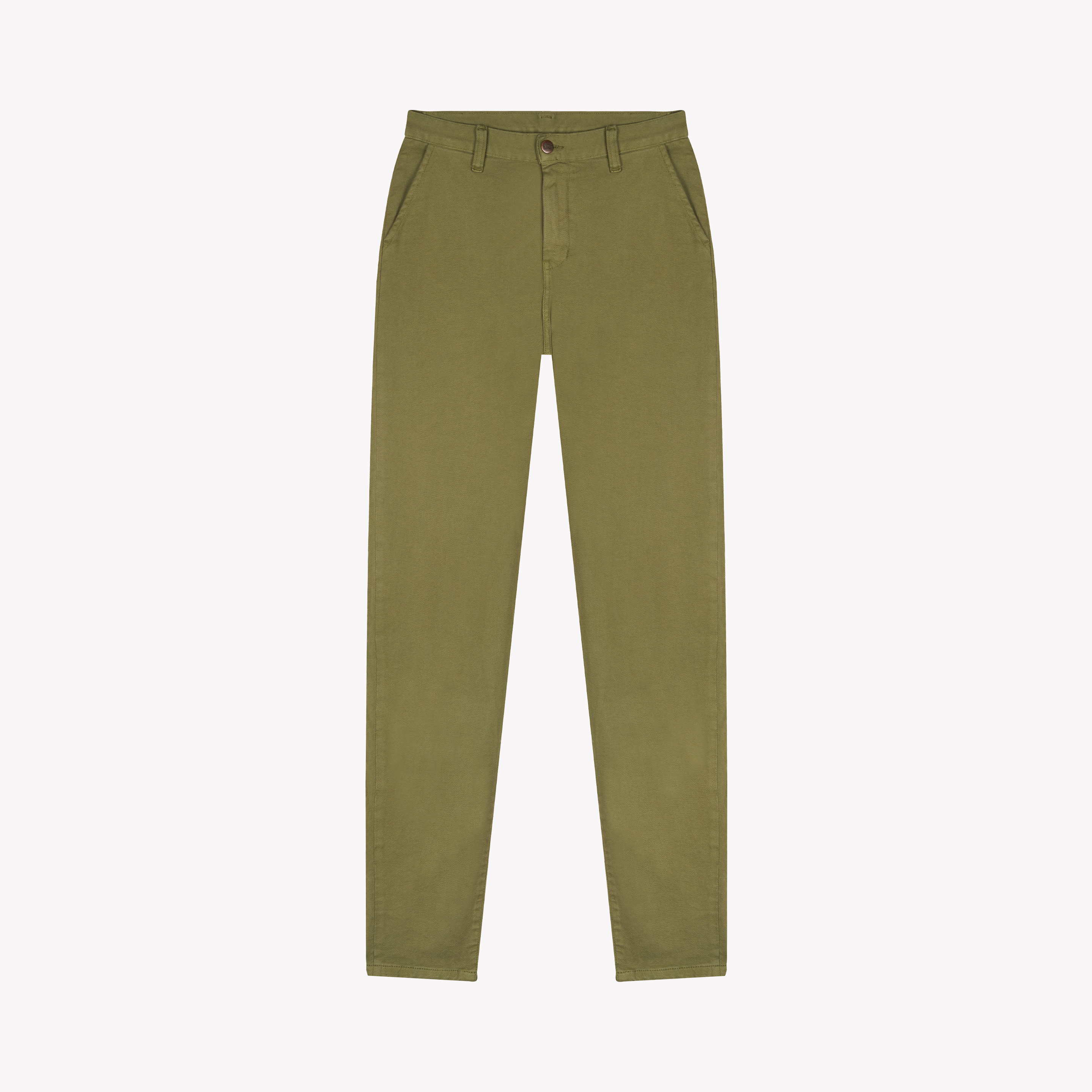 Women's slim fit high waist chino khaki green - Léonie | Atelier Tuffery