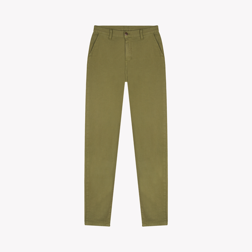 Women's slim fit high waist chino khaki green - Léonie - Atelier Tuffery