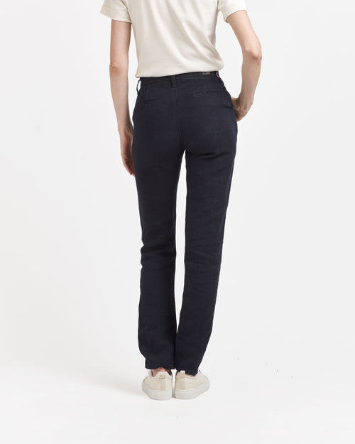 Chino femme droit ajusté taille haute en jean 100% Lin Français - Léonie - Atelier Tuffery