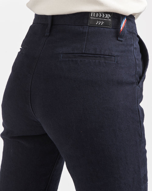 Chino femme droit ajusté taille haute en jean 100% Lin Français - Léonie - Atelier Tuffery