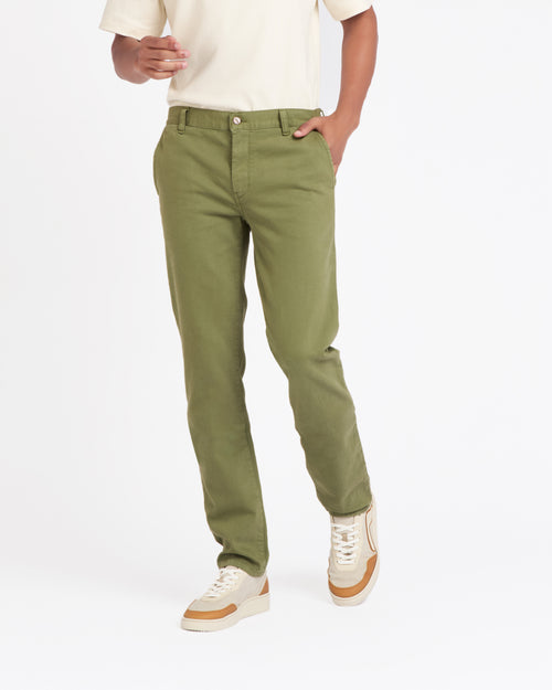 Men's slim fit chino khaki green - Ernest - Atelier Tuffery