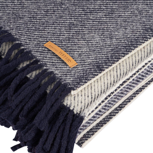 Plaid in Natural Wool from Lozère - Twill Pattern - Atelier Tuffery