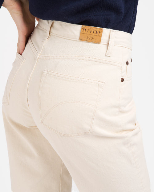 Jean femme droit taille haute Écru - Apolline - Atelier Tuffery