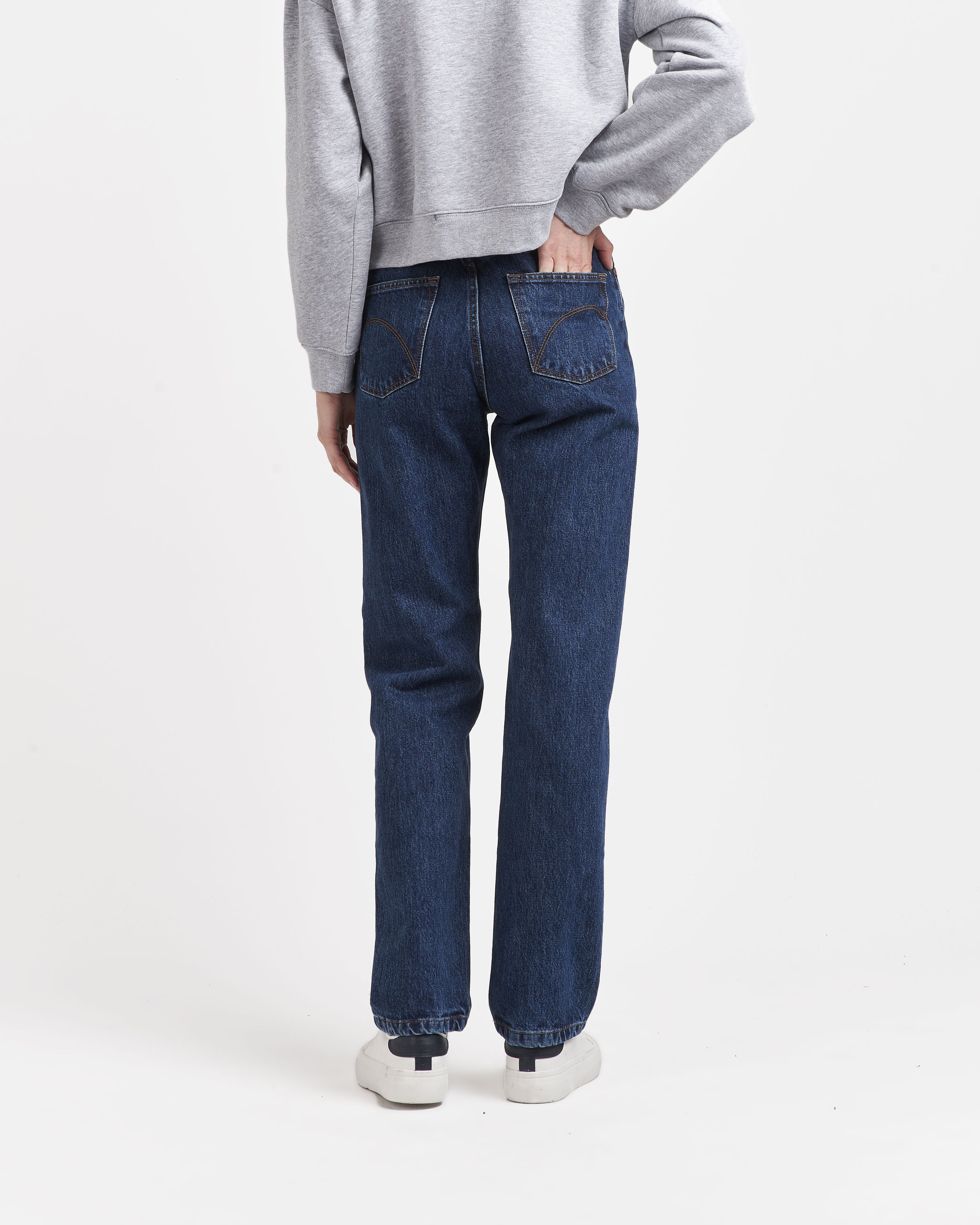 Women's stonewashed straight high-waisted jeans – Atelier Tuffery