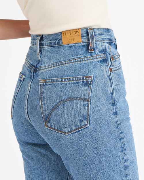 レディース ハイウエスト マムジーンズ ライトブルー - Marthe - Atelier Tuffery