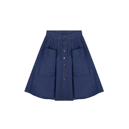 French Linen Denim Skirt - Atelier Tuffery