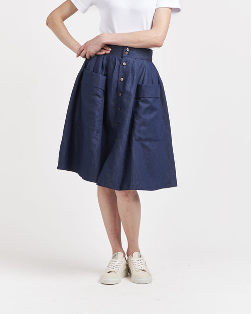 French Linen Denim Skirt - Atelier Tuffery