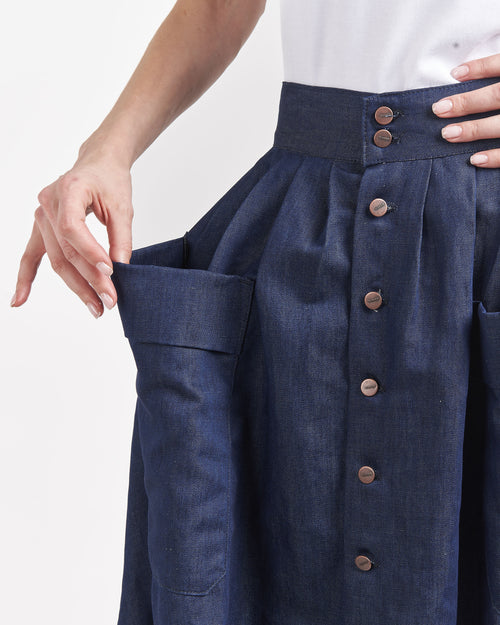 French Linen Denim Skirt - Atelier Tuffery