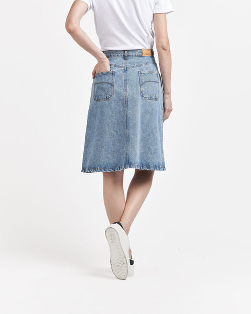 トラペーズ デニムスカート ライトブルー - Juliette - Atelier Tuffery