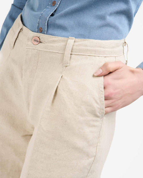 Pantalon femme droit taille haute – Chanvre Naturel - Gabi - Atelier Tuffery