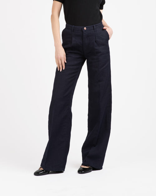 Women's high-waisted straight pants 100% Linen - Gabi - Atelier Tuffery