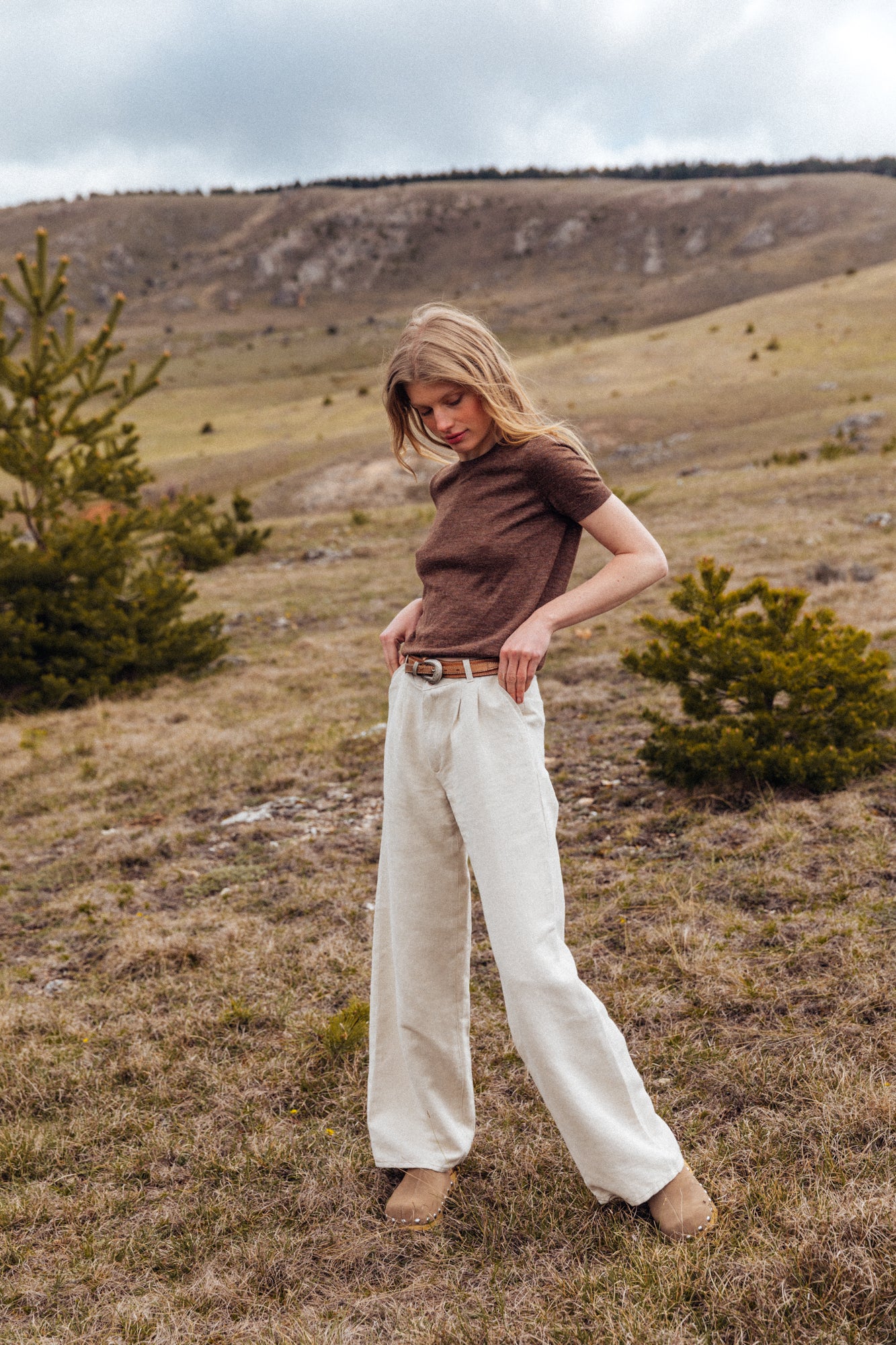 Pantalon femme droit taille haute naturel - Gabi – Atelier Tuffery
