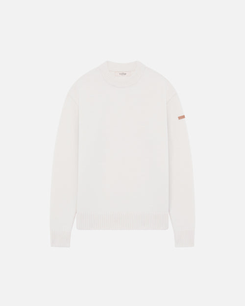 Pull Femme col rond laine française écru - Atelier Tuffery