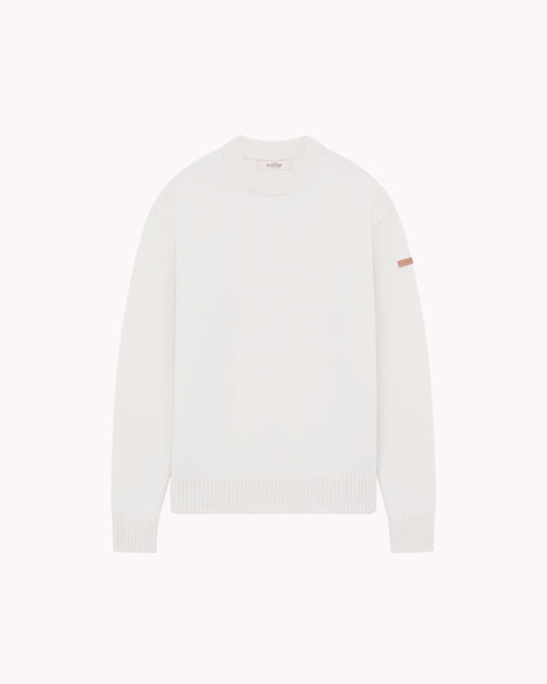 Pull Femme col rond laine française écru - Atelier Tuffery