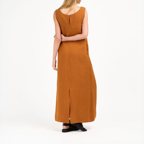 Robe longue en lin Rouille - Suzanne - Atelier Tuffery