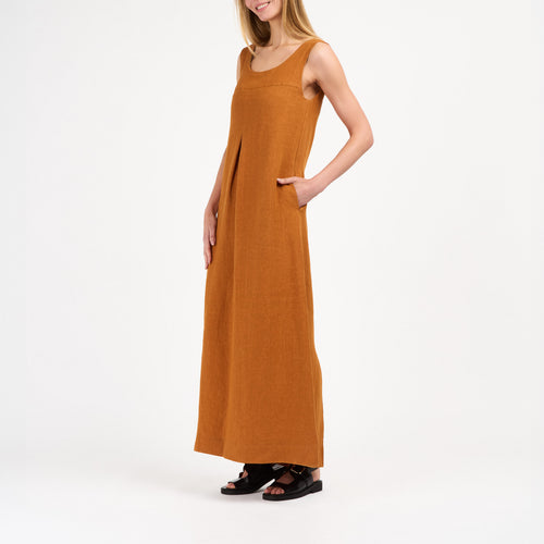 Long rust linen dress - Suzanne Atelier Tuffery Long rust linen dress - Suzanne Atelier Tuffery