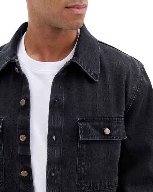Surchemise Homme droite noir délavé - Sauveterre - Atelier Tuffery