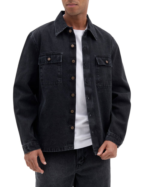 Surchemise Homme droite noir délavé - Sauveterre - Atelier Tuffery