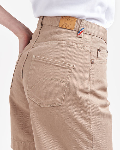 Short femme taille haute en jean Beige - Aimé - Atelier Tuffery