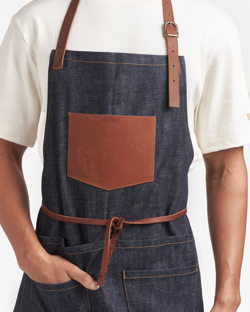 Long raw denim apron - Atelier Tuffery