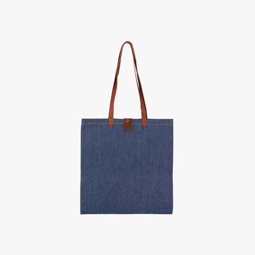 Raw denim and leather tote bag - Atelier Tuffery