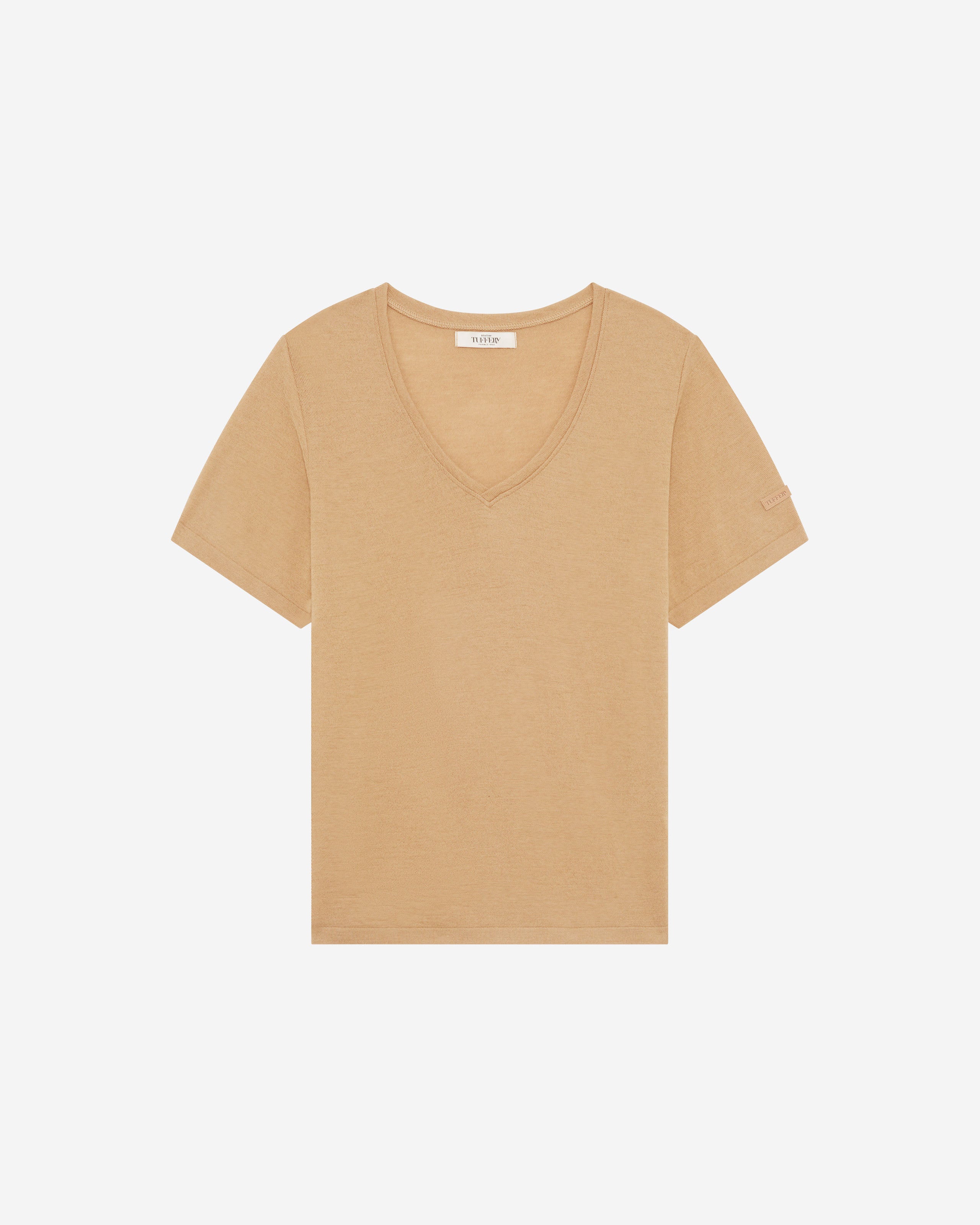 T-shirt femme laine française café | Atelier Tuffery
