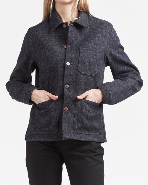 Veste femme en jean Laine Française - Méjean - Atelier Tuffery