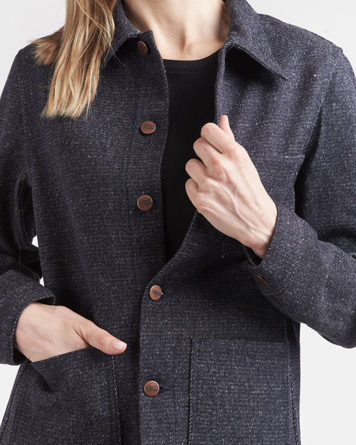 Veste femme en jean Laine Française - Méjean - Atelier Tuffery